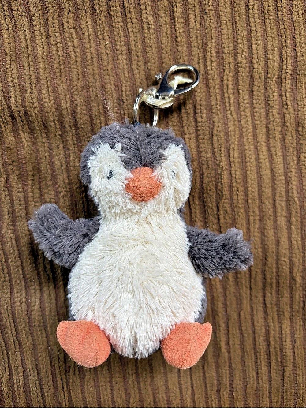Jellycat Peanut Penguin Bag Charm White & Gray